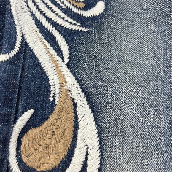 VTG KanCan Jeans Women's 5 Dark Blue Embroidered Hip Flare Preppy Normcore Rare - Picture 5 of 14